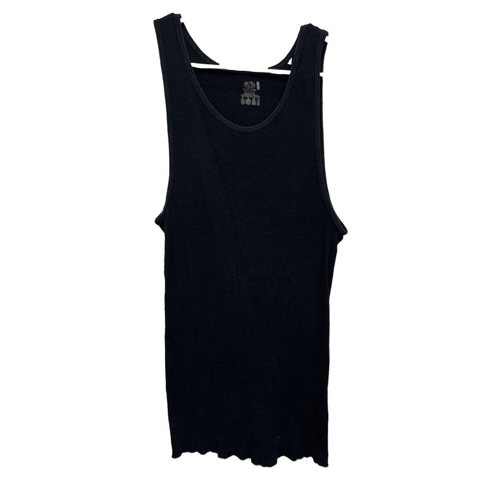 Fruit of the loom ribbed tank top beater shirt black goth grunge soft cotton 2XL